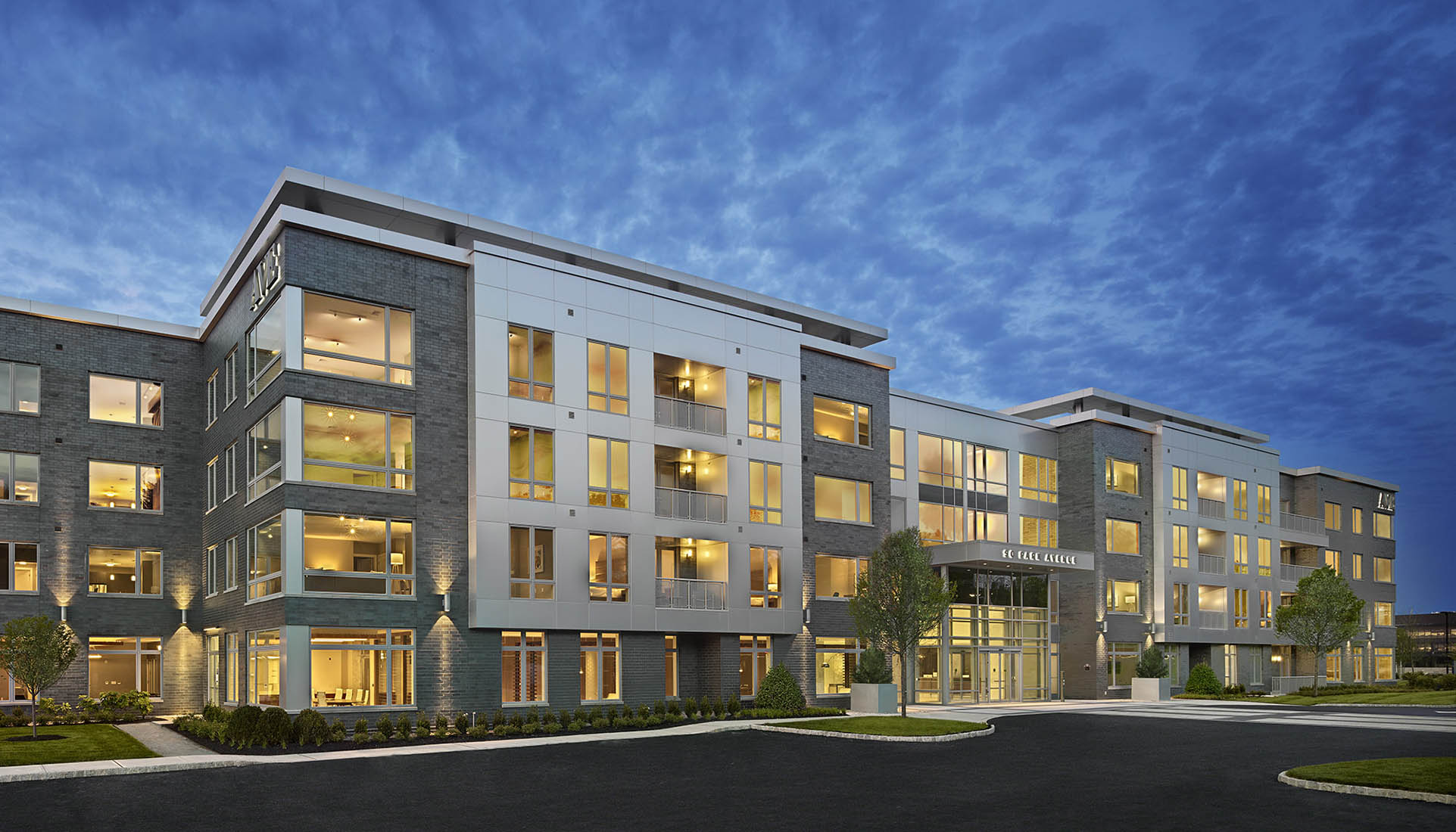 AVE Florham Park exterior at night