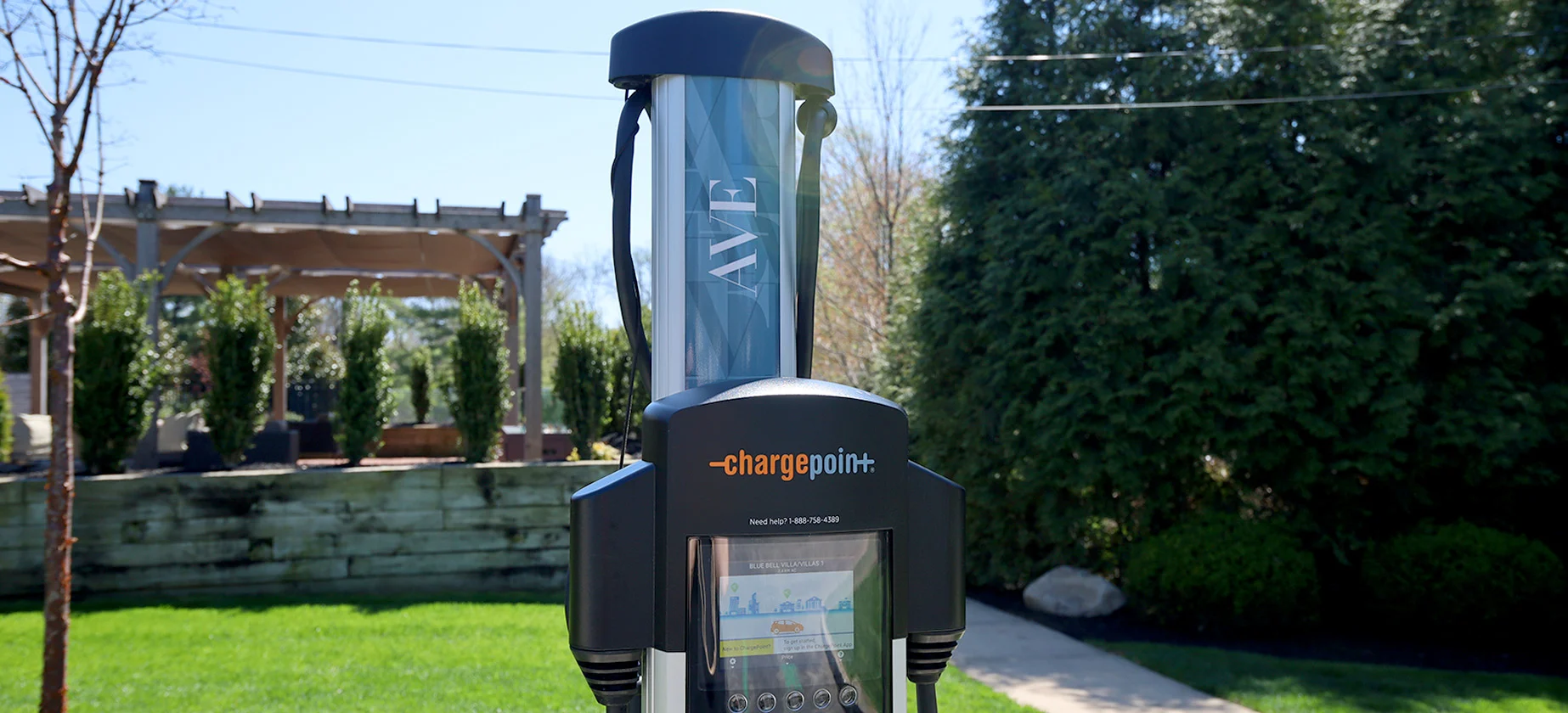 a charging station with a screen on it