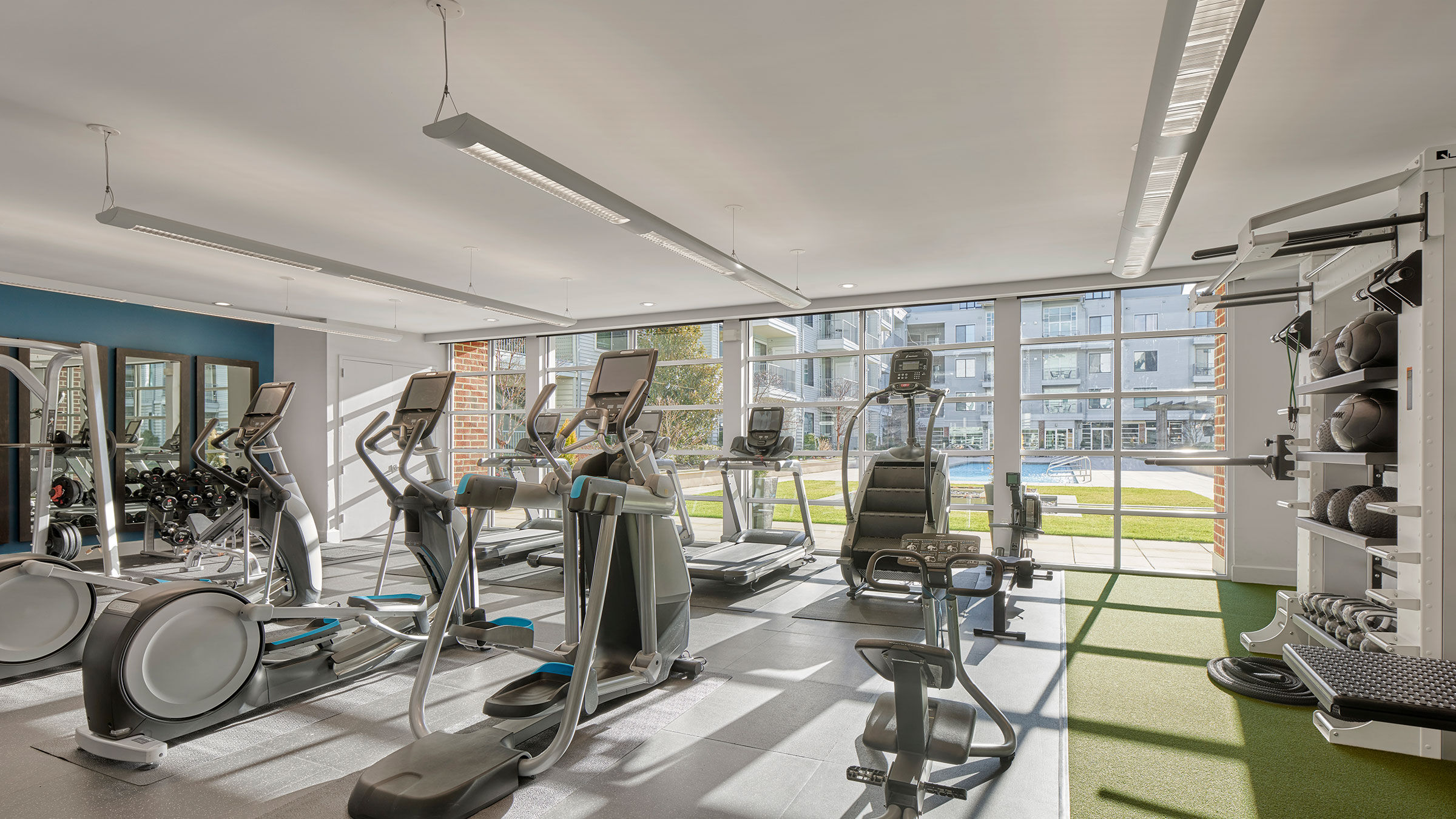 a room with exercise equipment