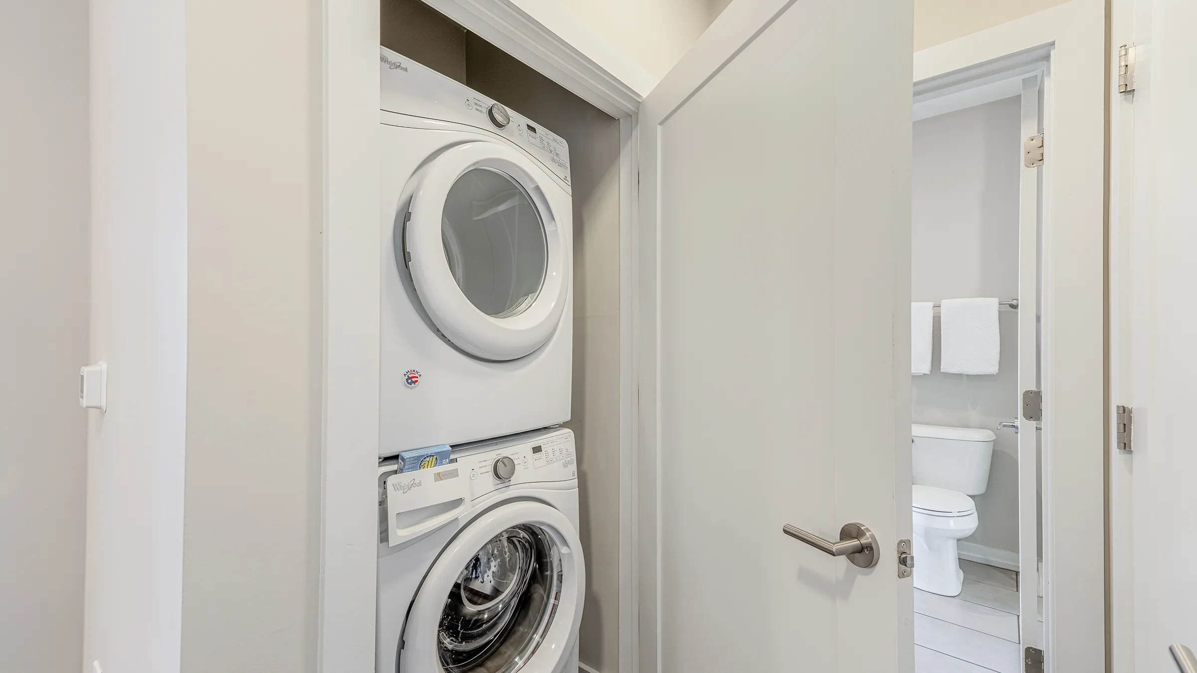 a washer and dryer in a laundry room