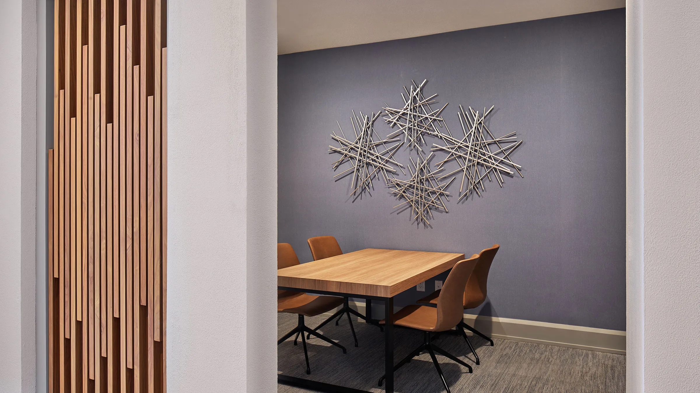 a table and chairs in a room