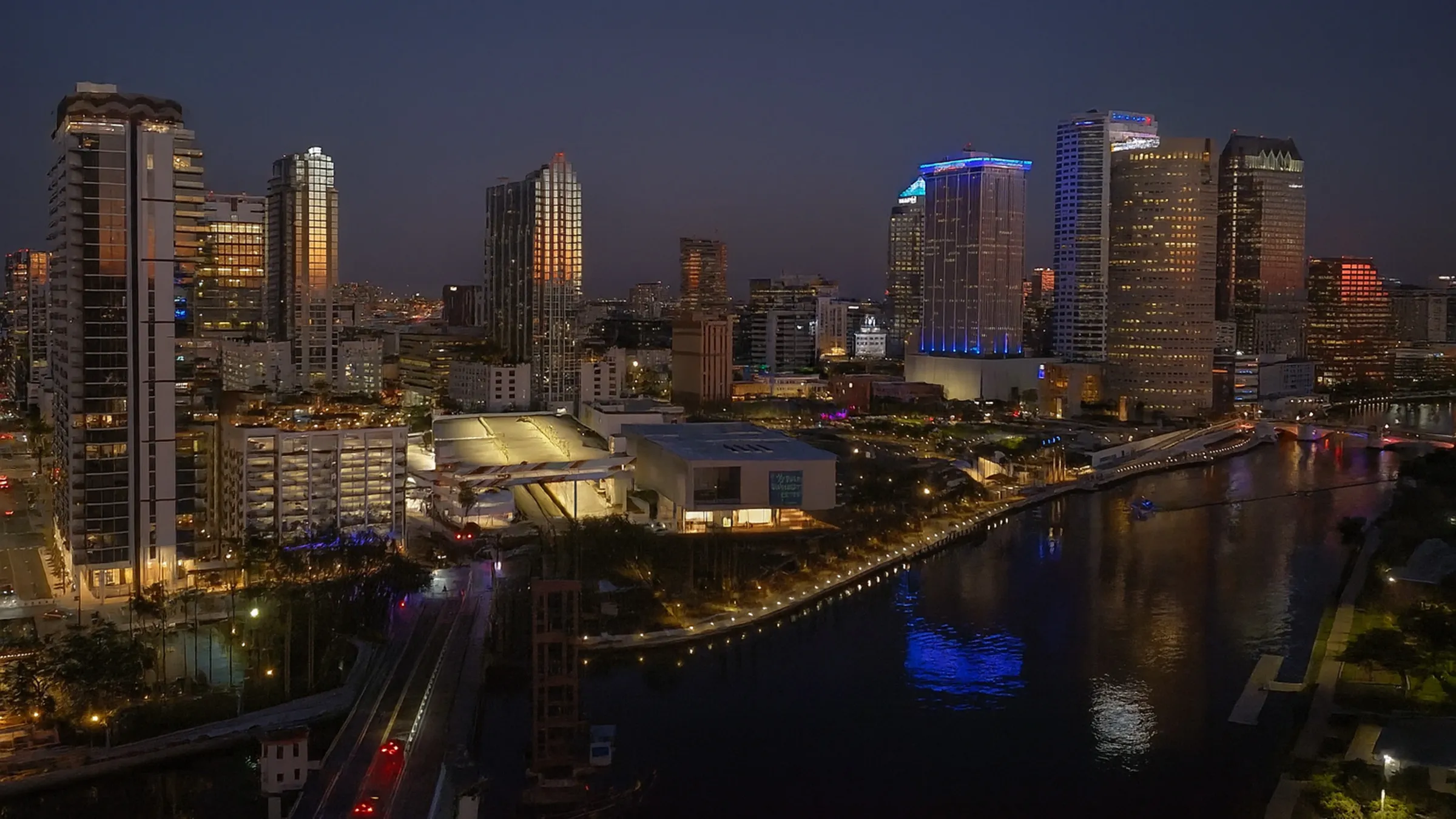 Tampa Riverwalk at night