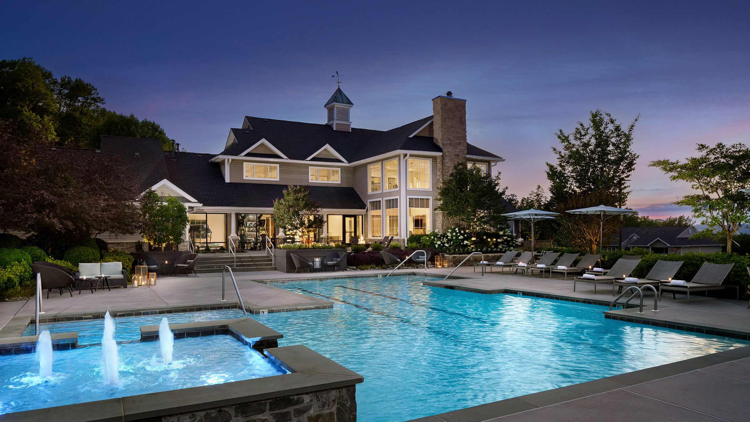 a swimming pool and a building