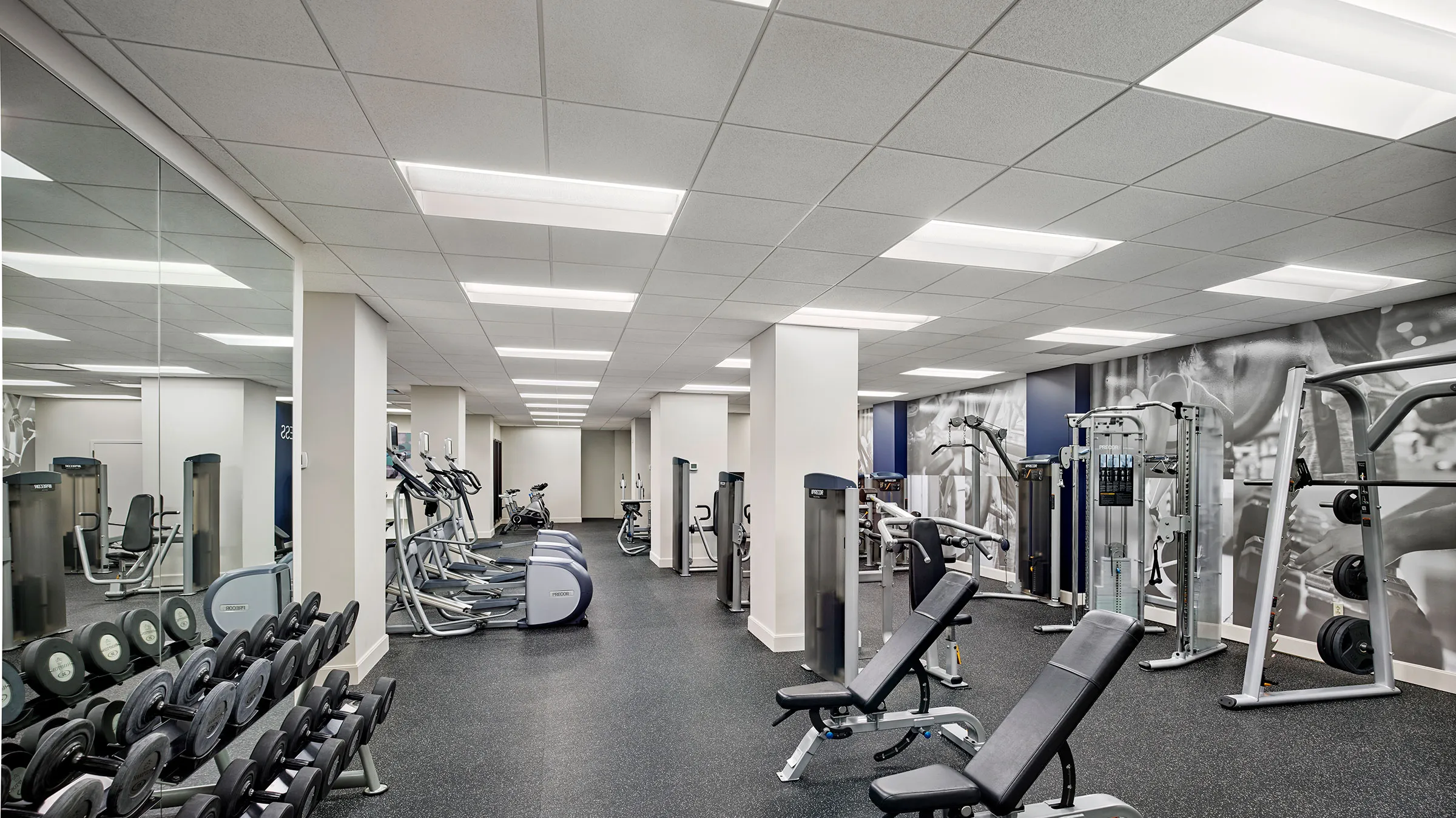 a gym with exercise equipment