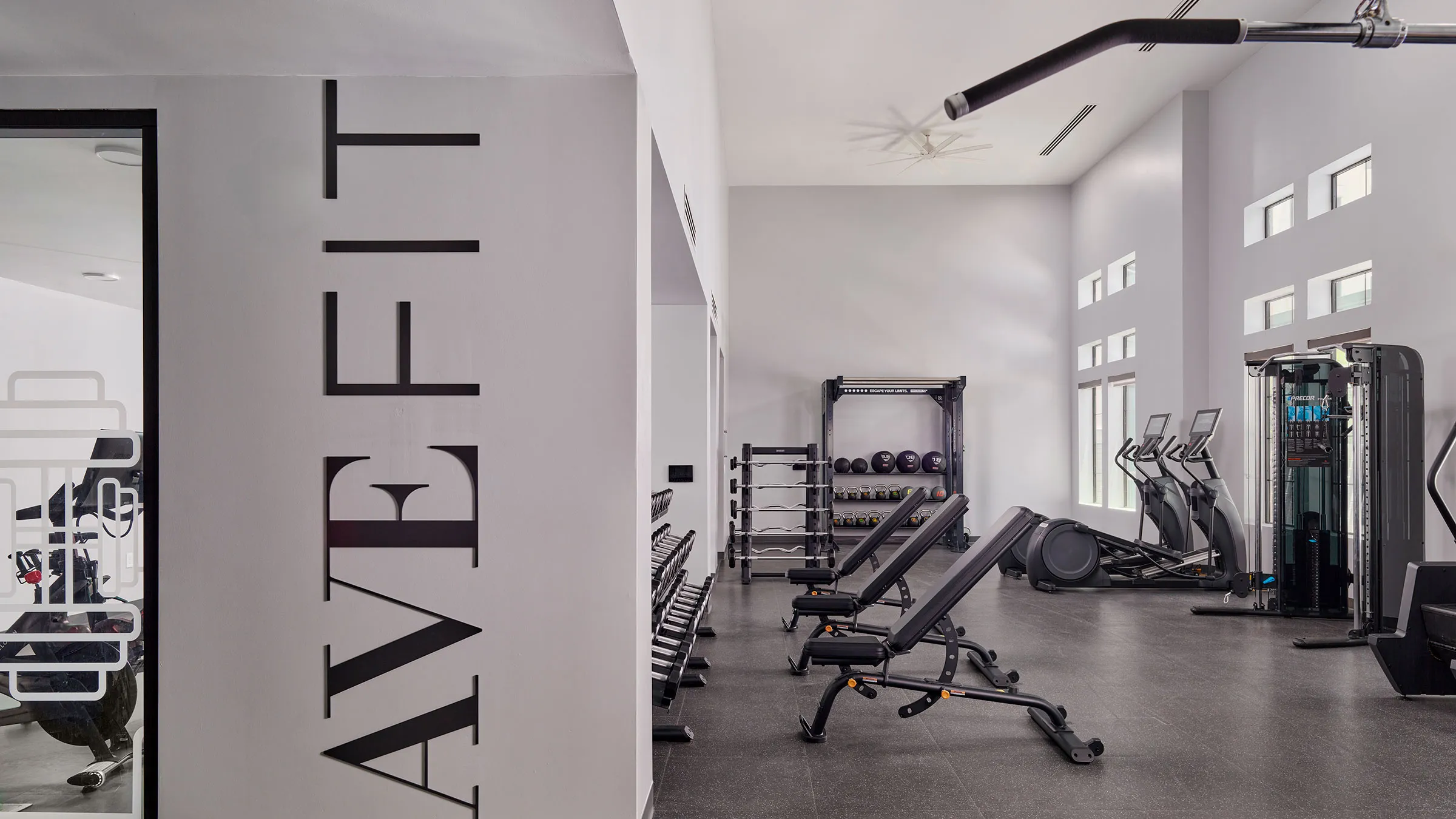 a room with exercise equipment