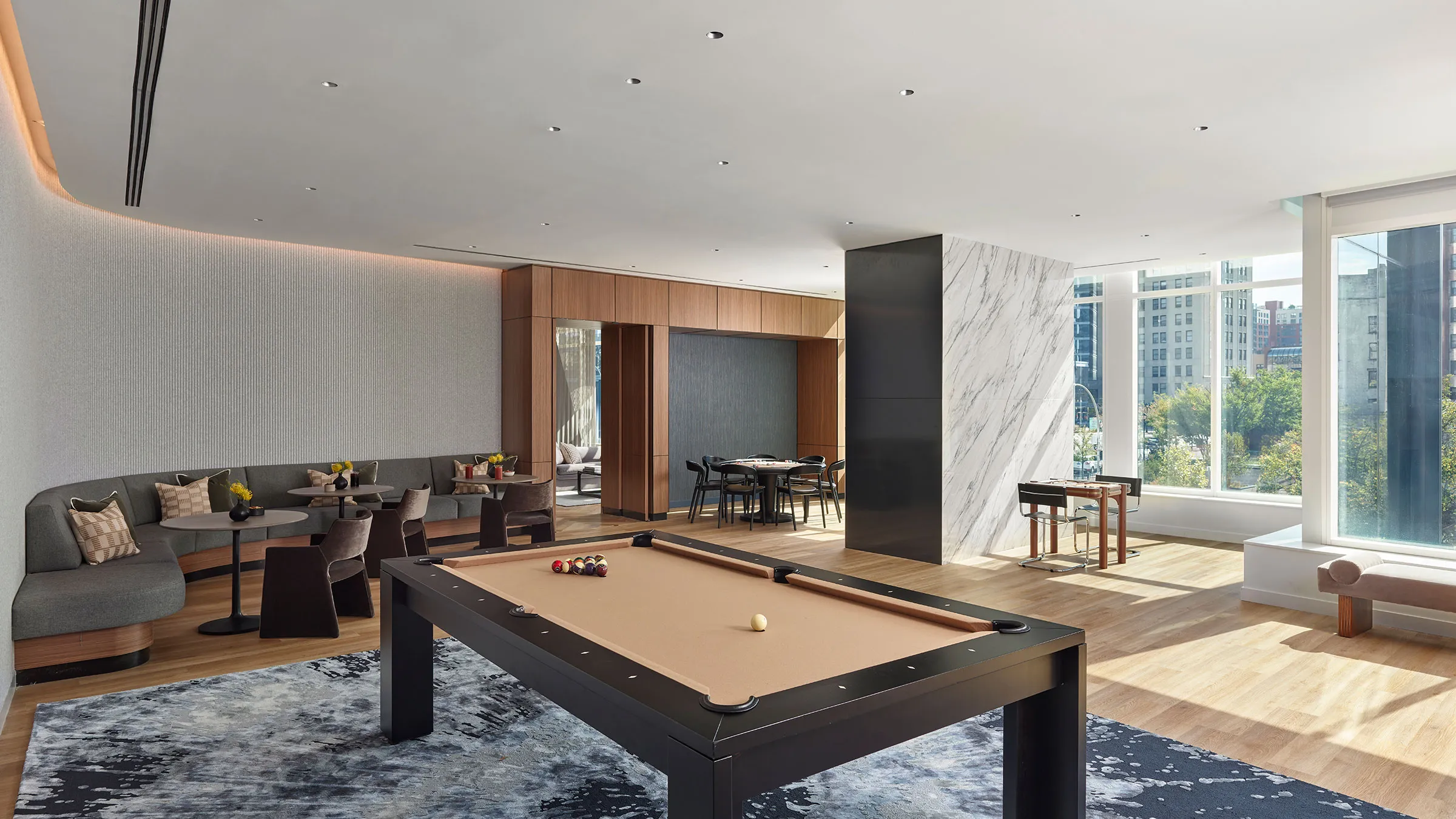 a pool table in a room