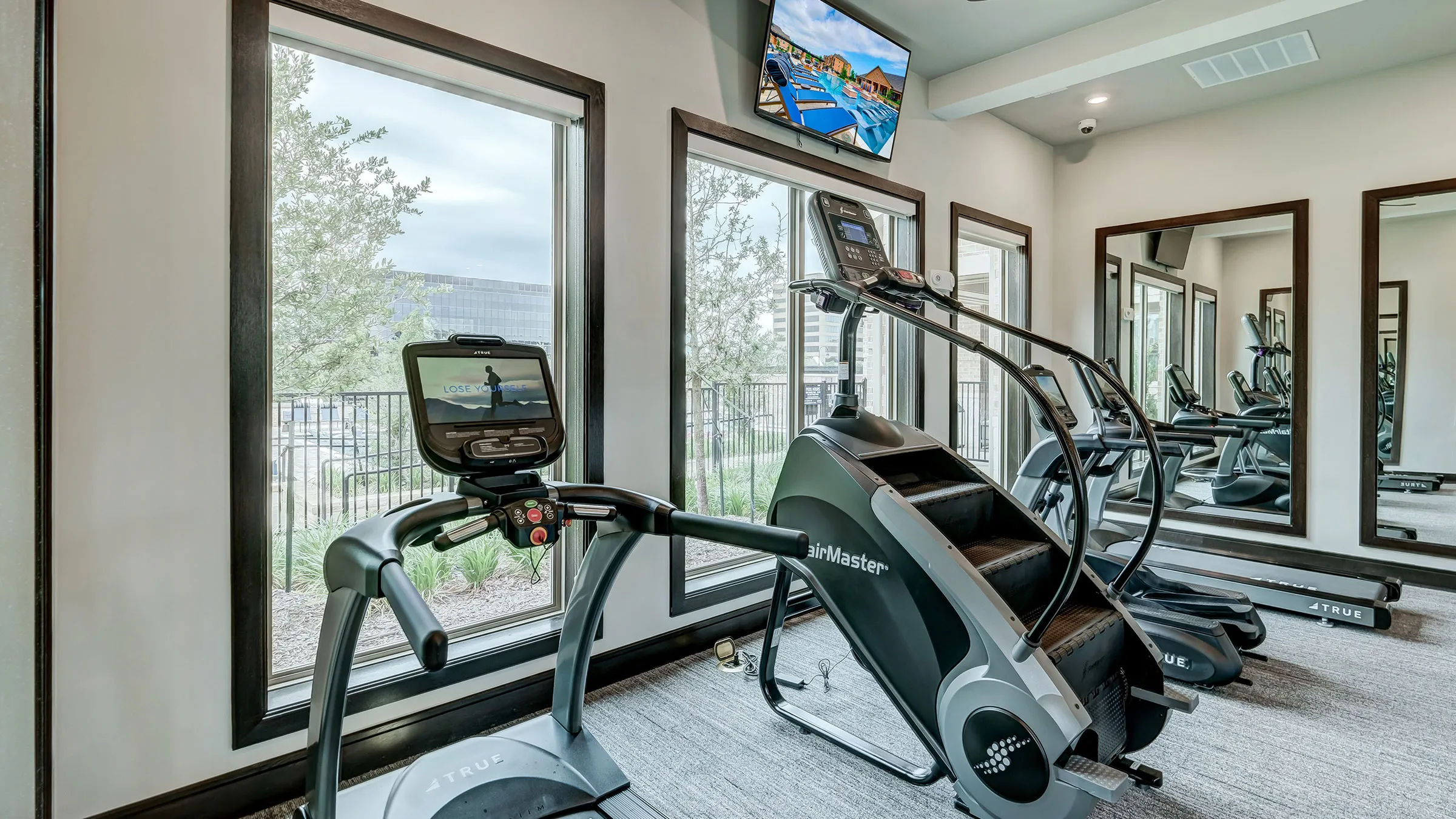 a gym with exercise machines