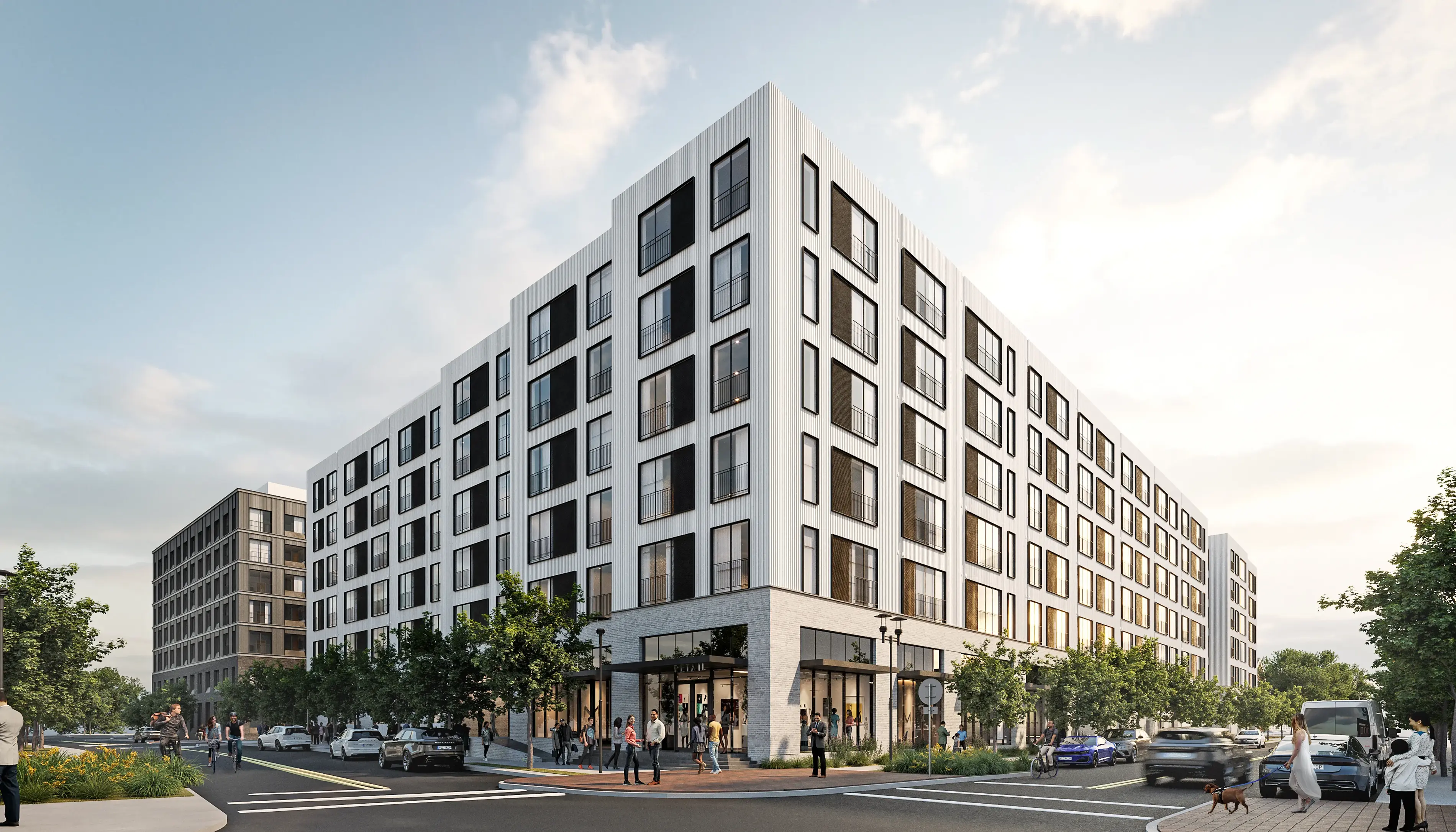 a building with many windows