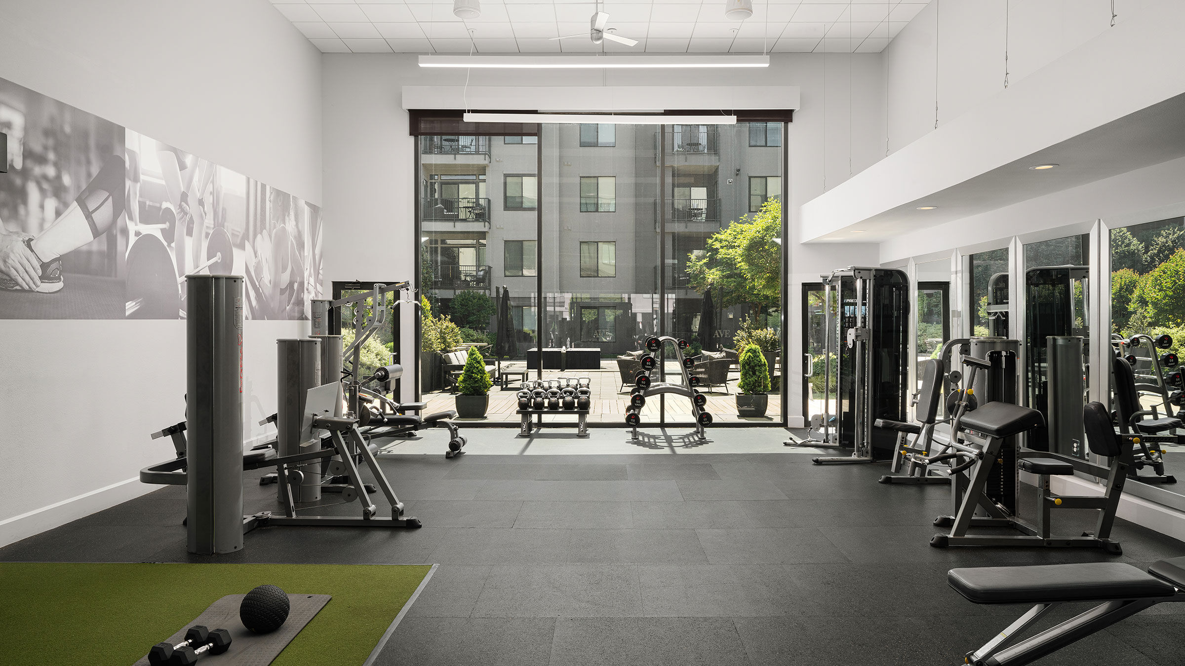 a gym with exercise equipment