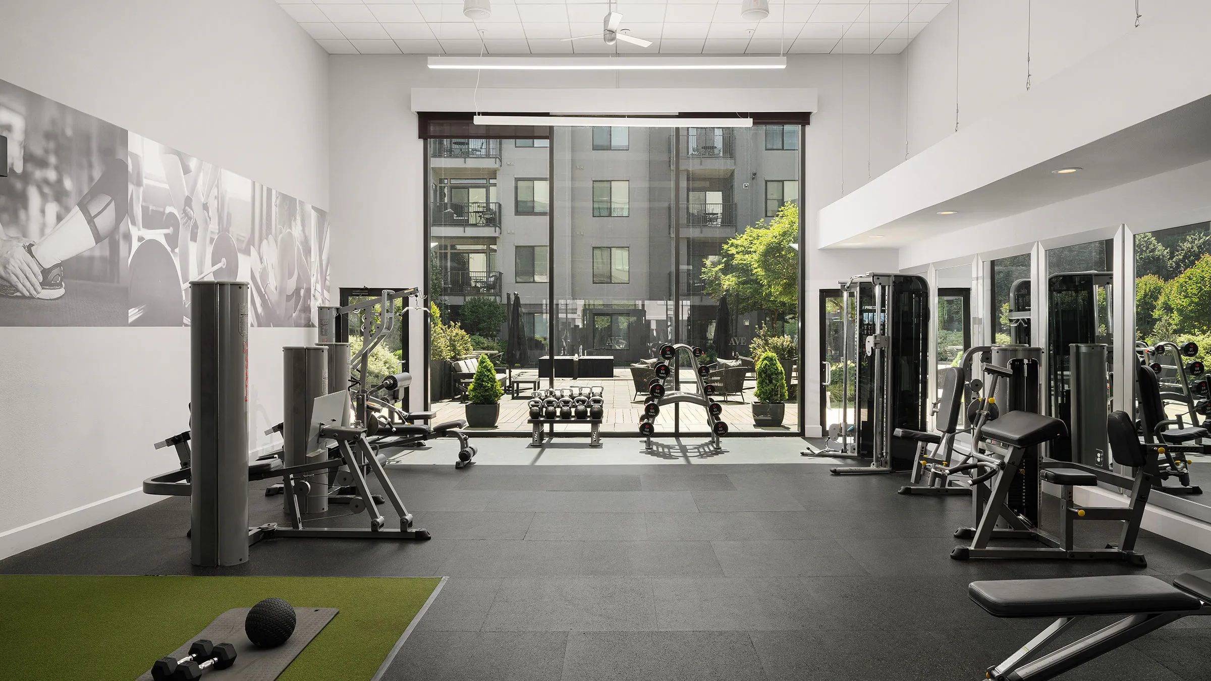 a gym with exercise equipment