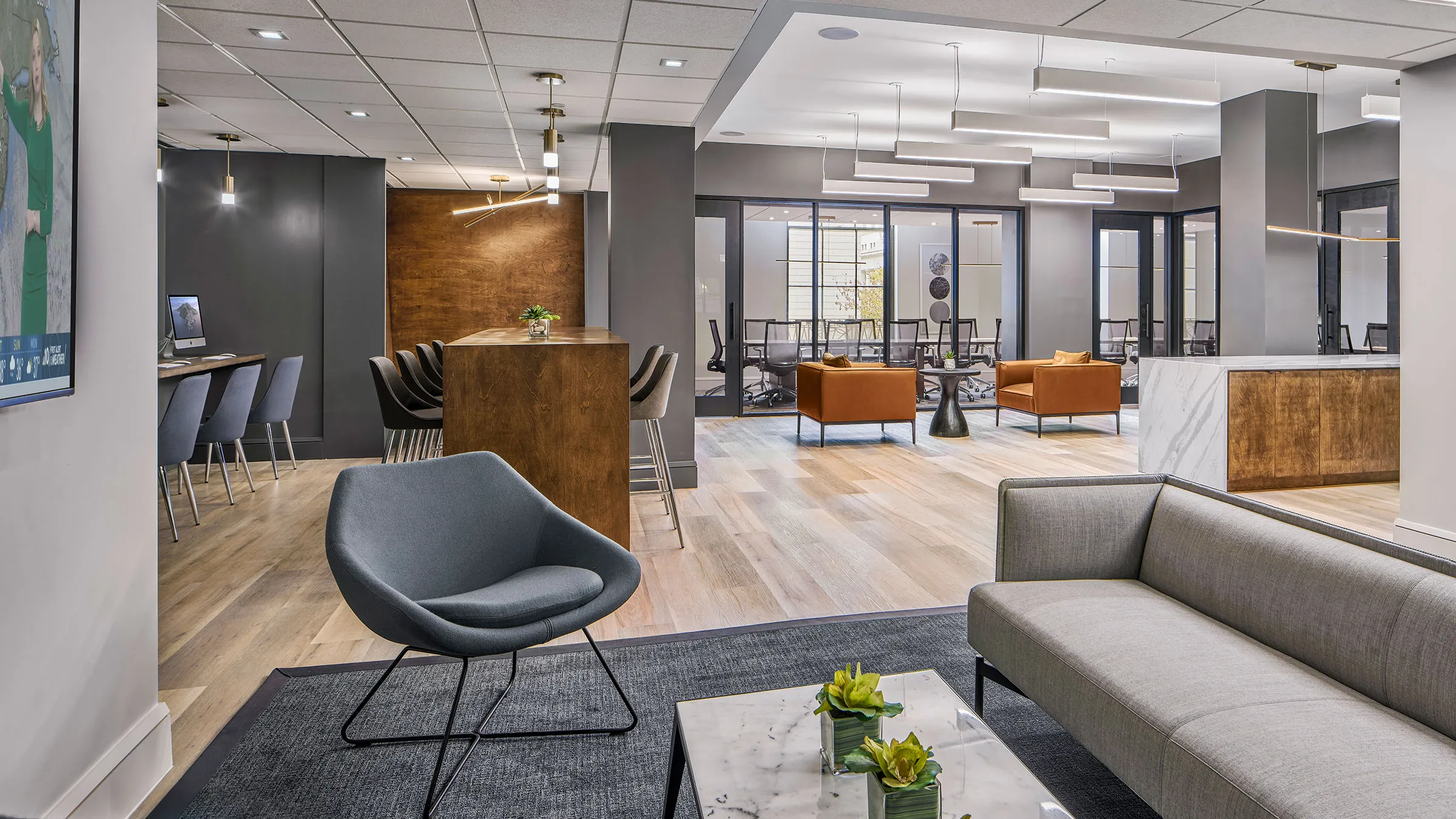 a room with chairs and tables