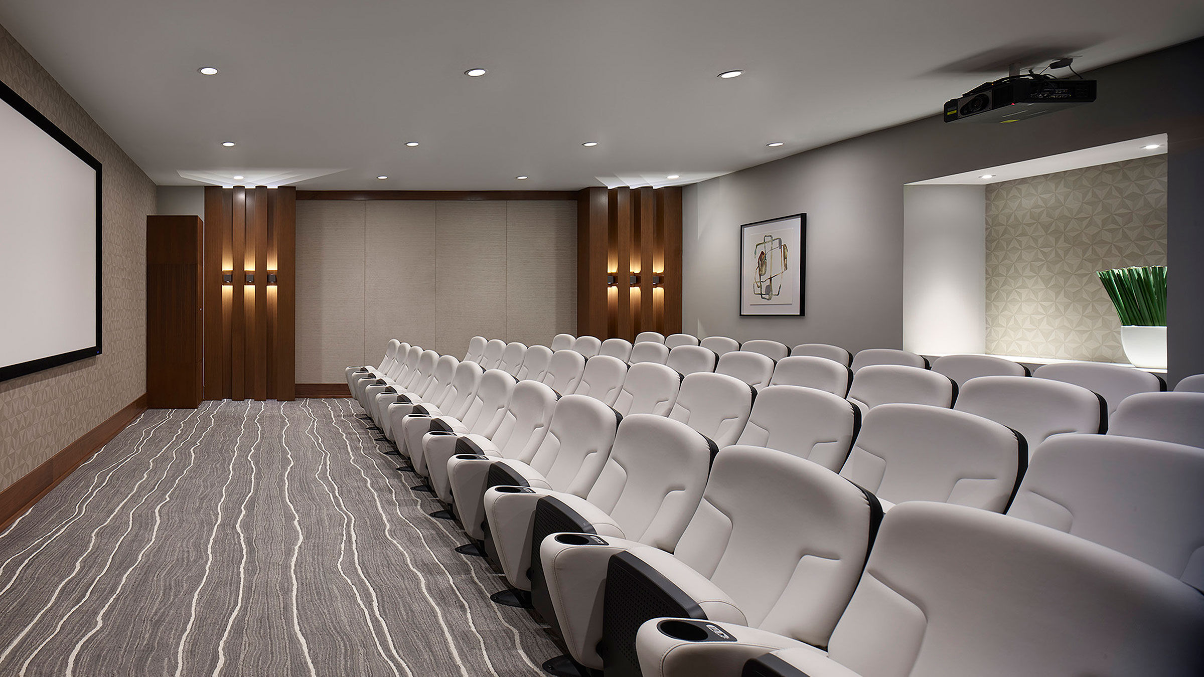 a room with rows of chairs