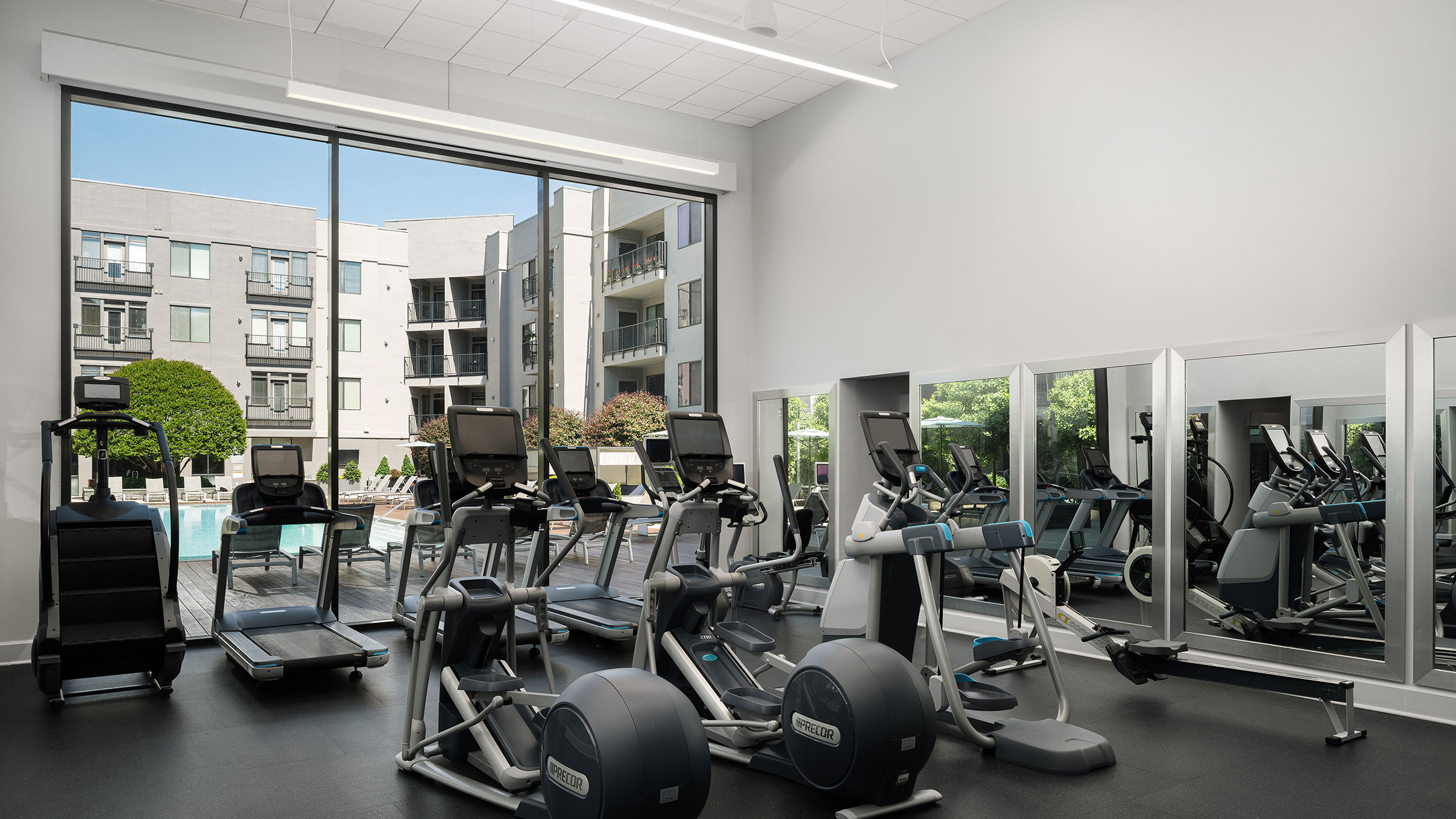 a room with exercise equipment