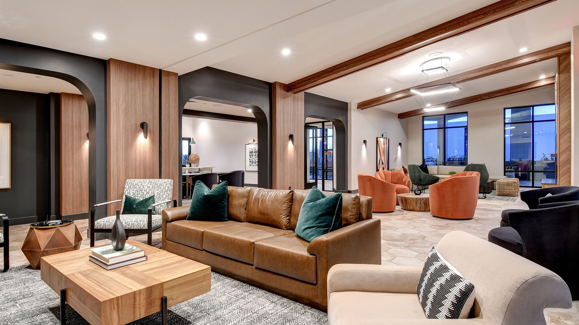 a room with couches and chairs