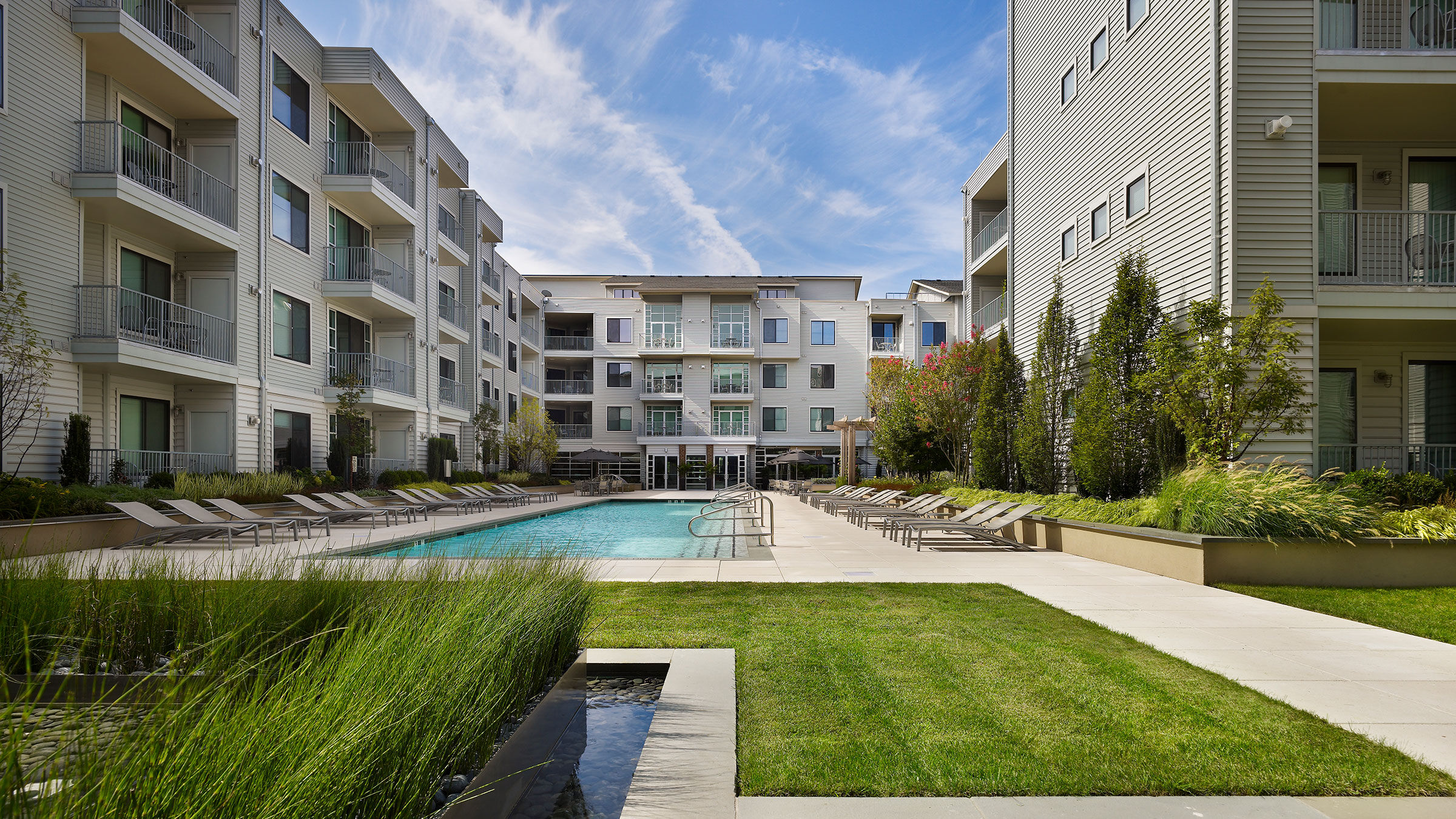 a pool in a building