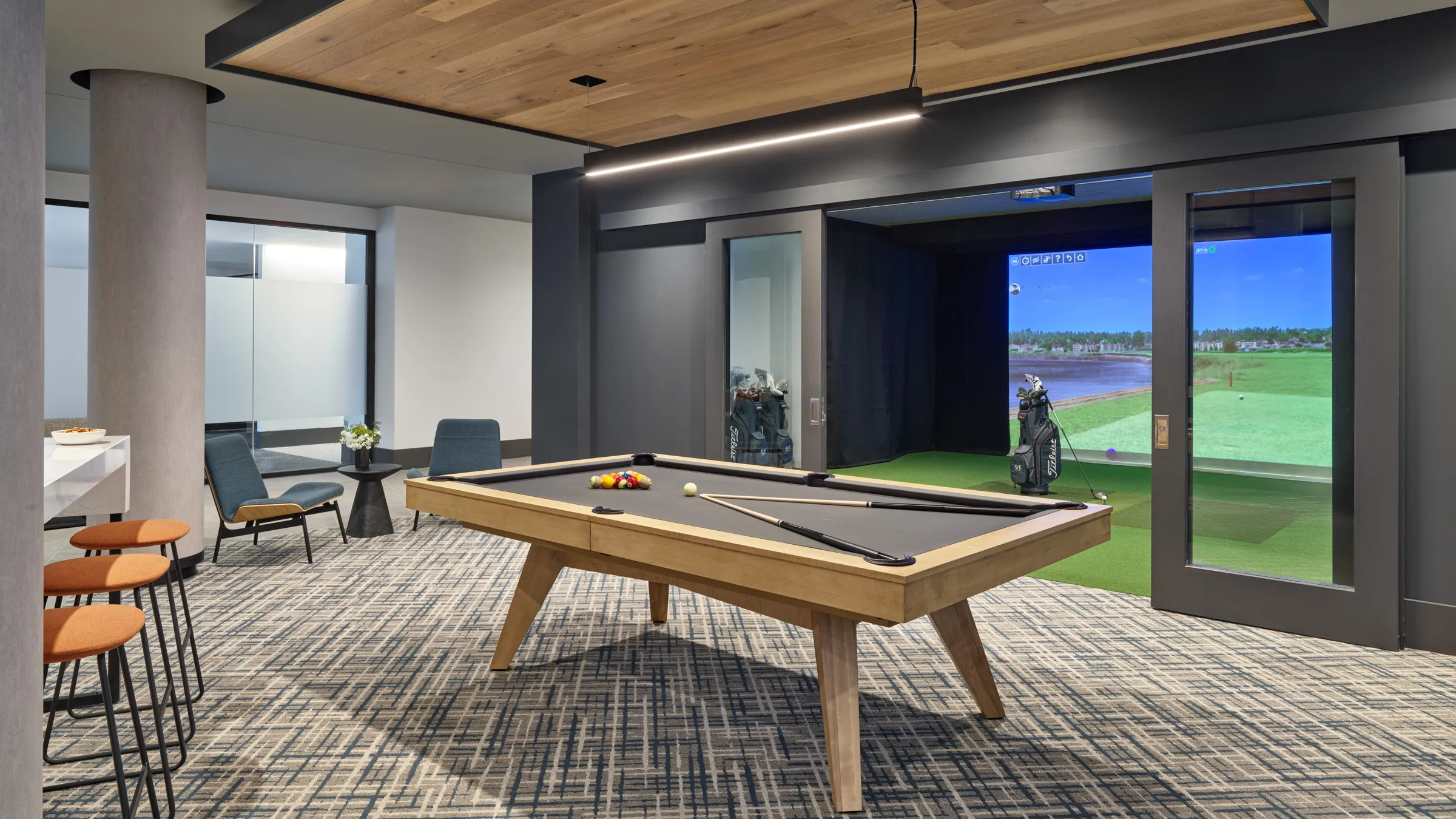 a pool table in a room