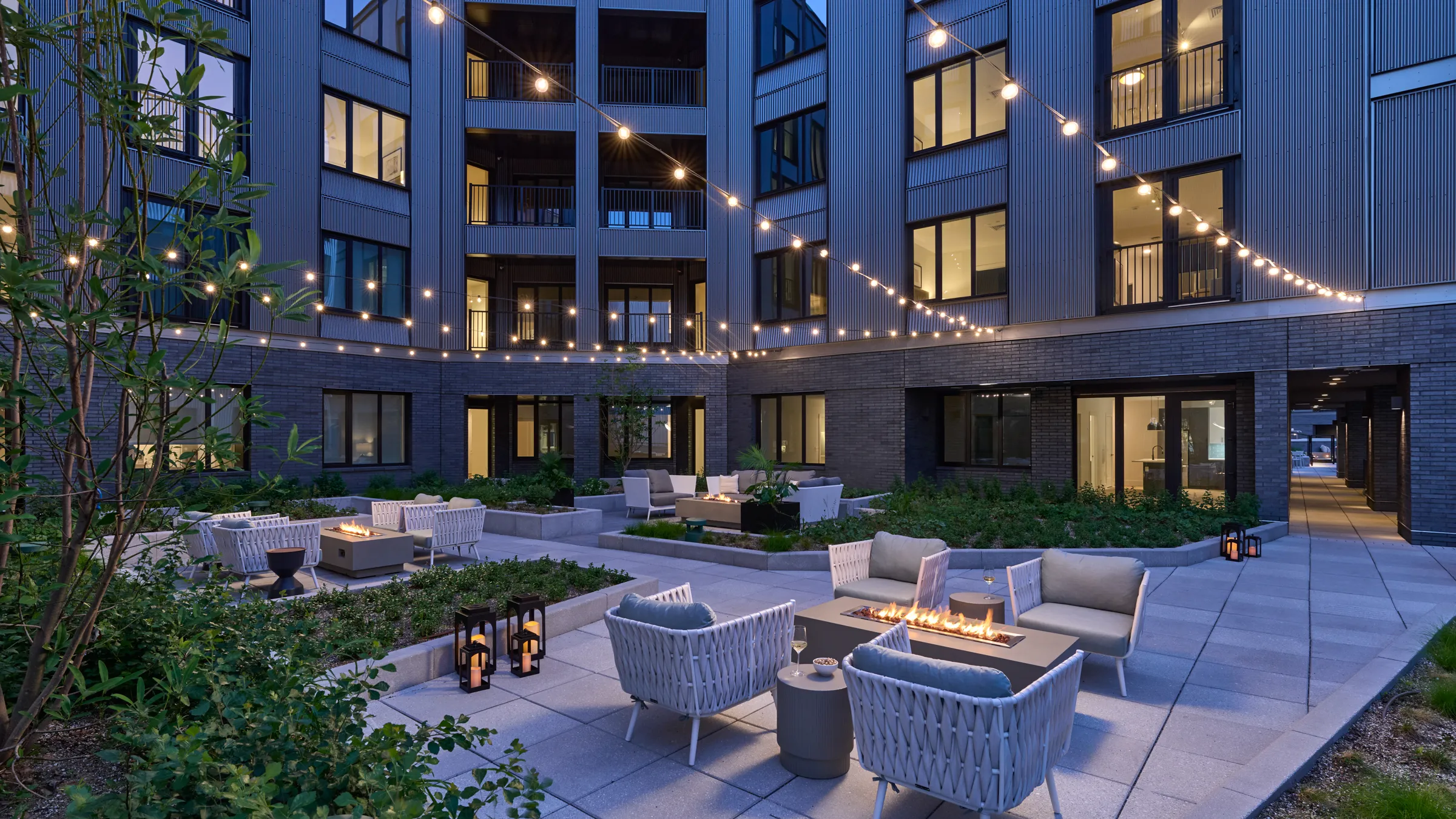 apartments in Philadelphia with fire pits and zen courtyard