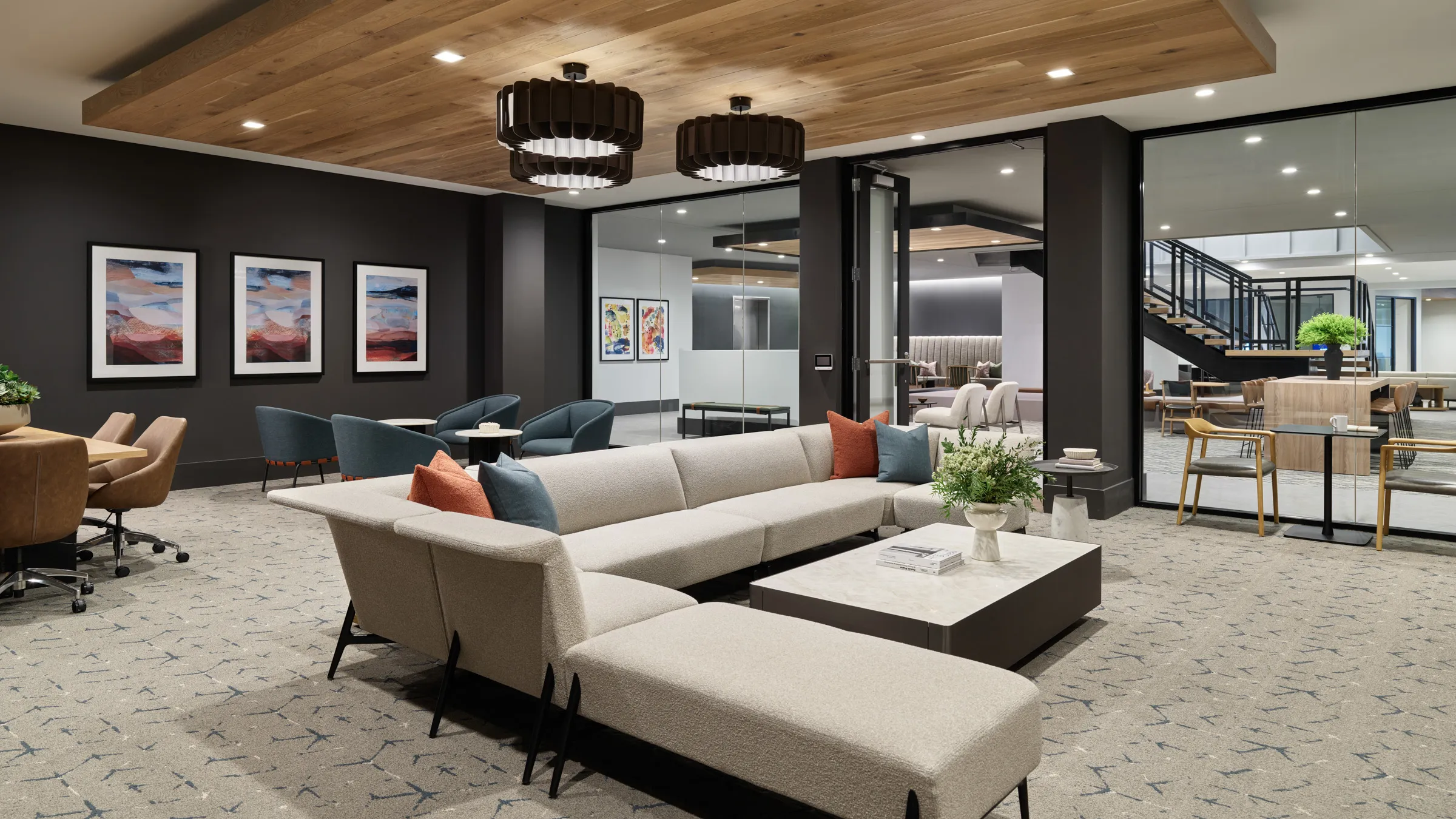 a large couch in a room