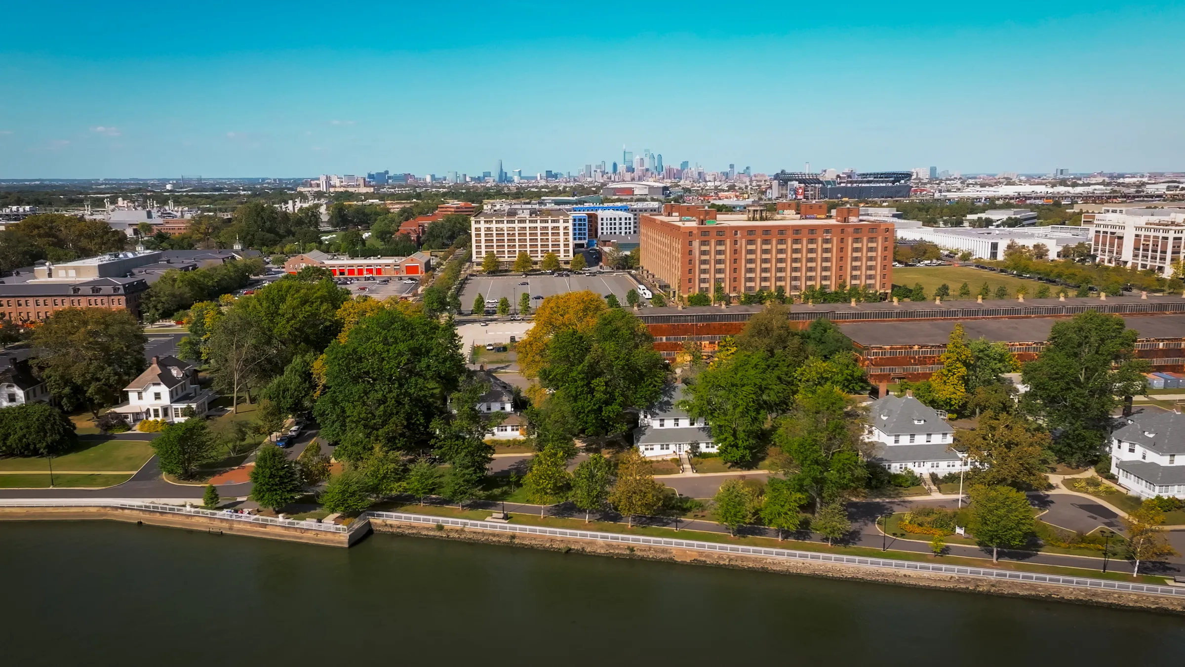 a city next to a river