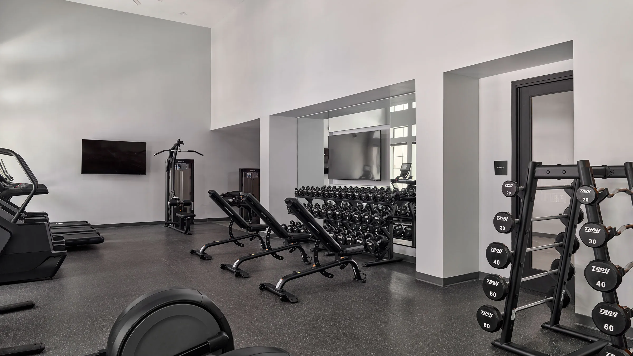 a gym with exercise equipment