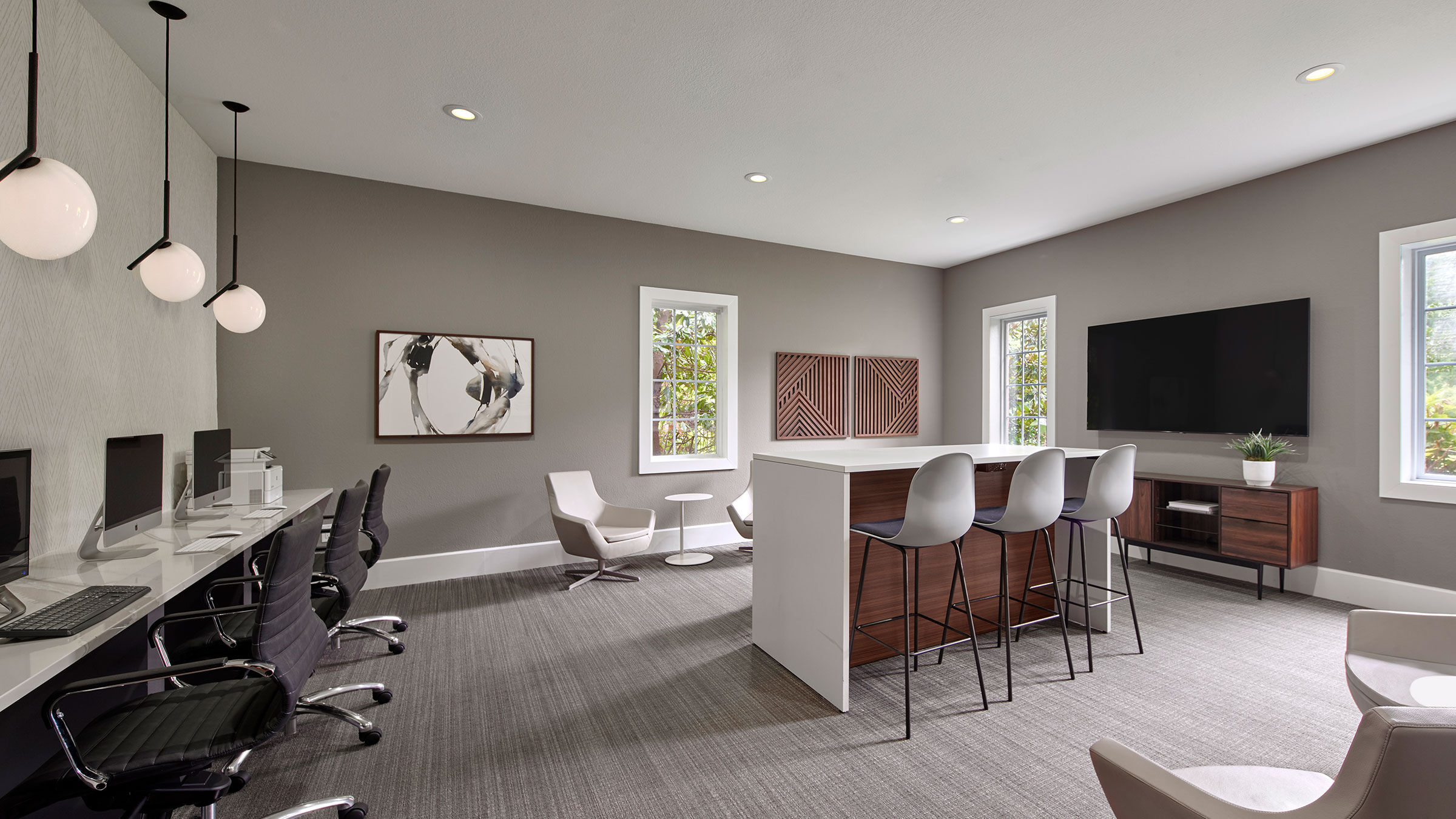 a room with a table and chairs