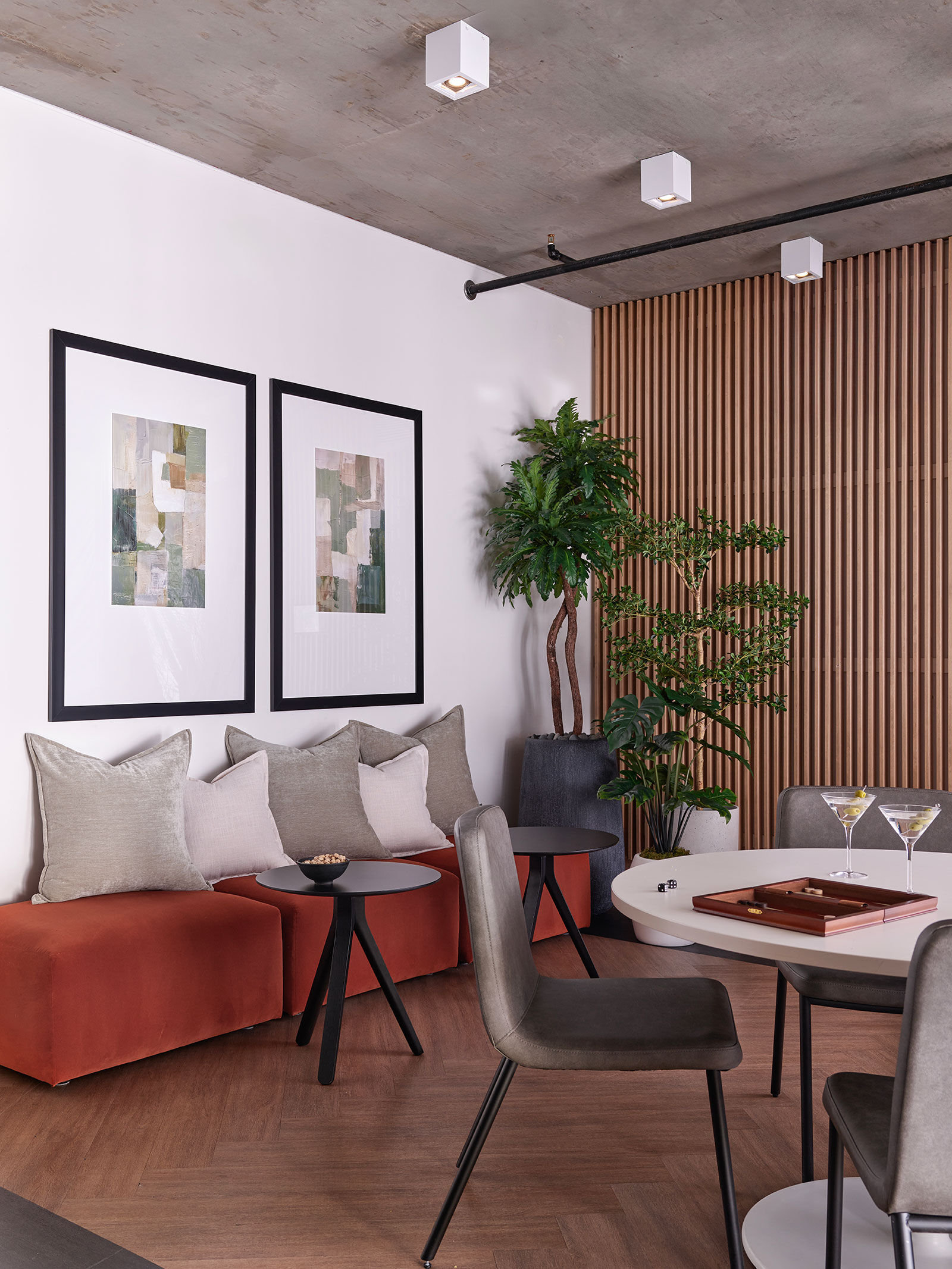 a room with a couch and a table