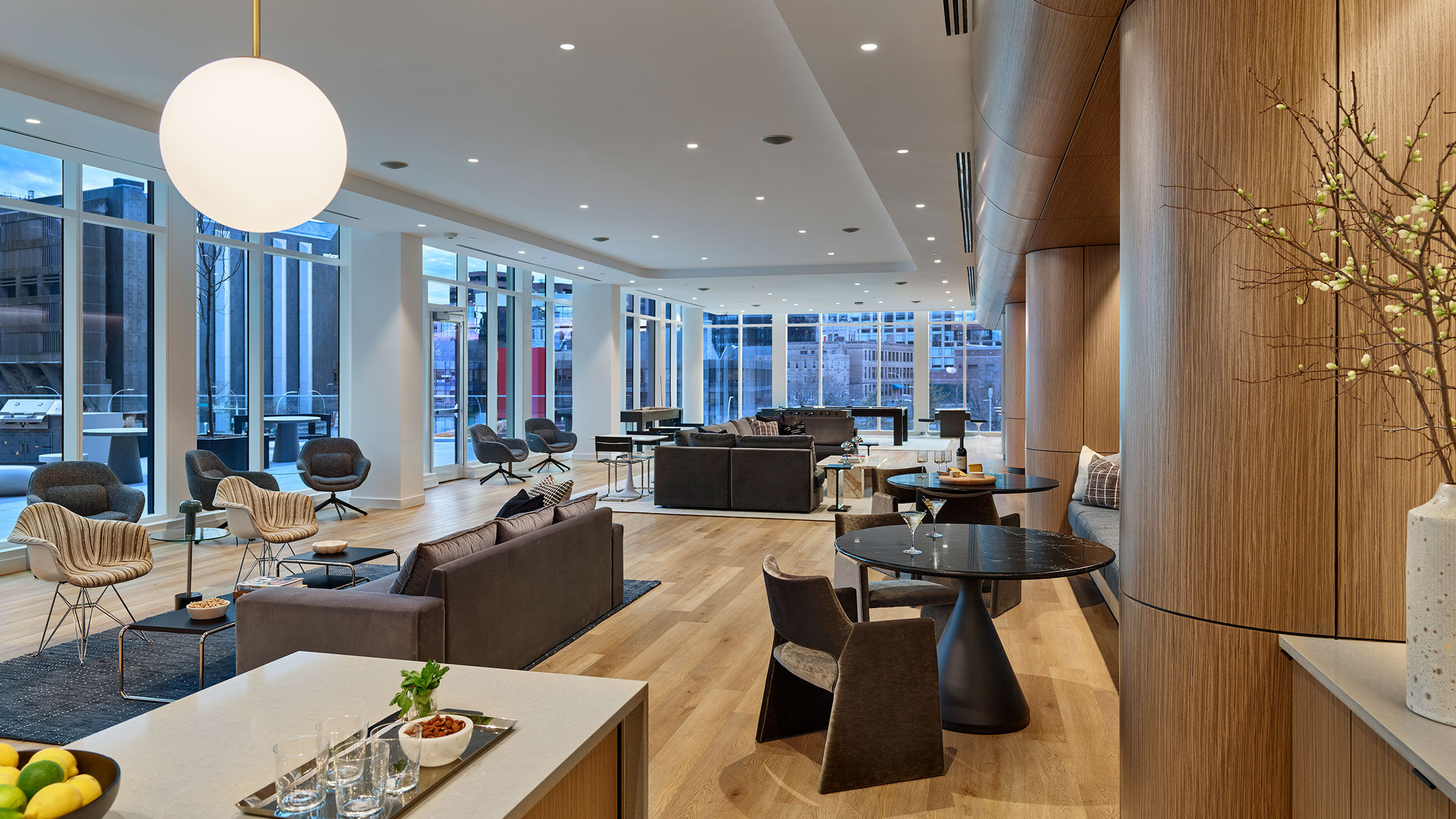 a room with a large window