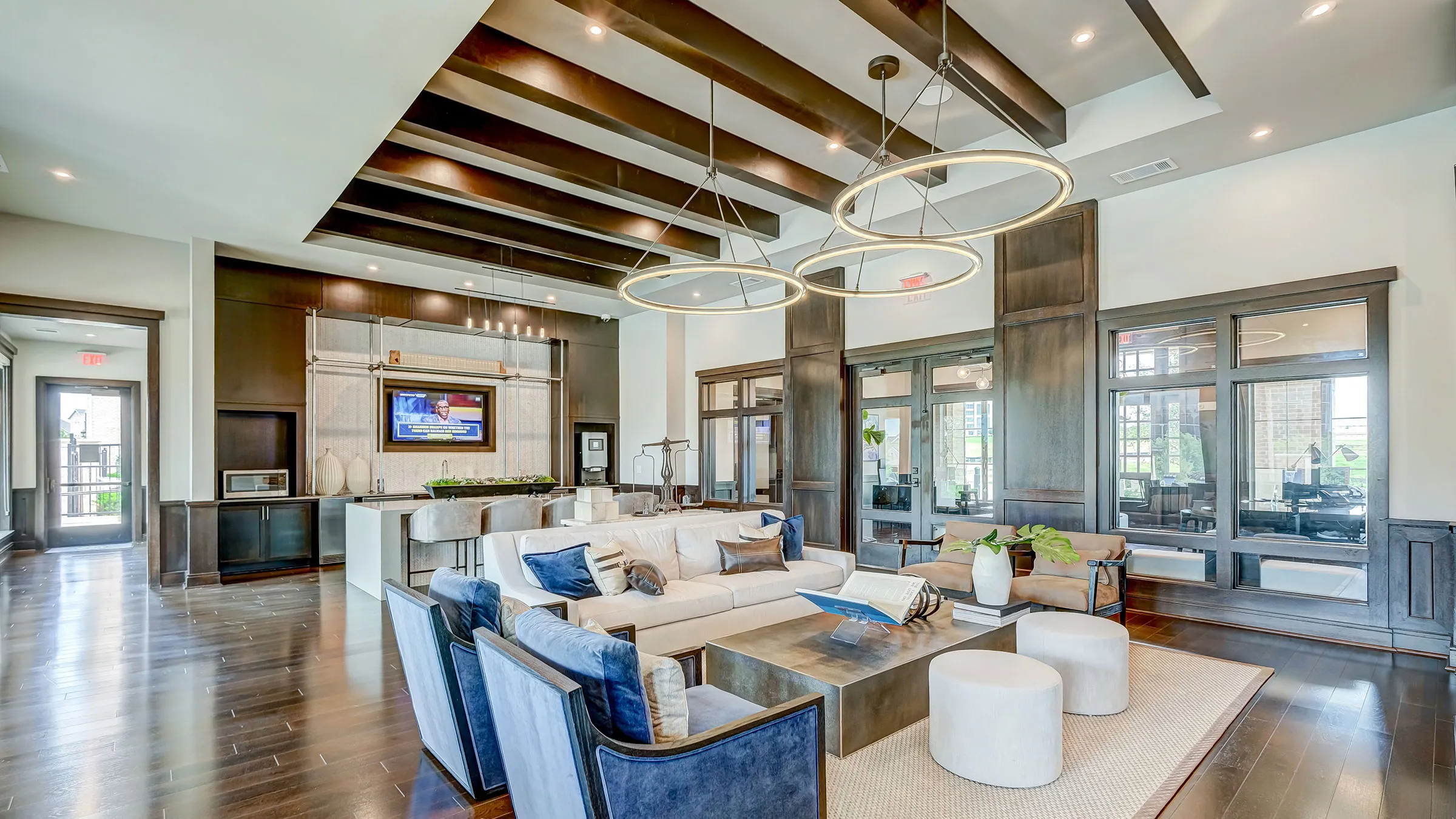 a room with a couch and a tv