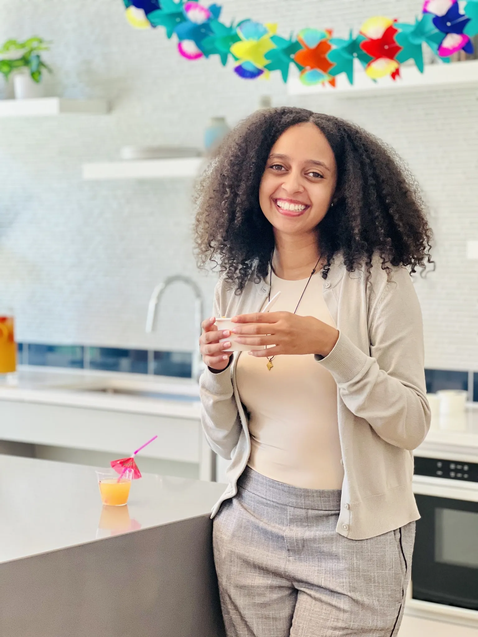 a woman smiling at camera
