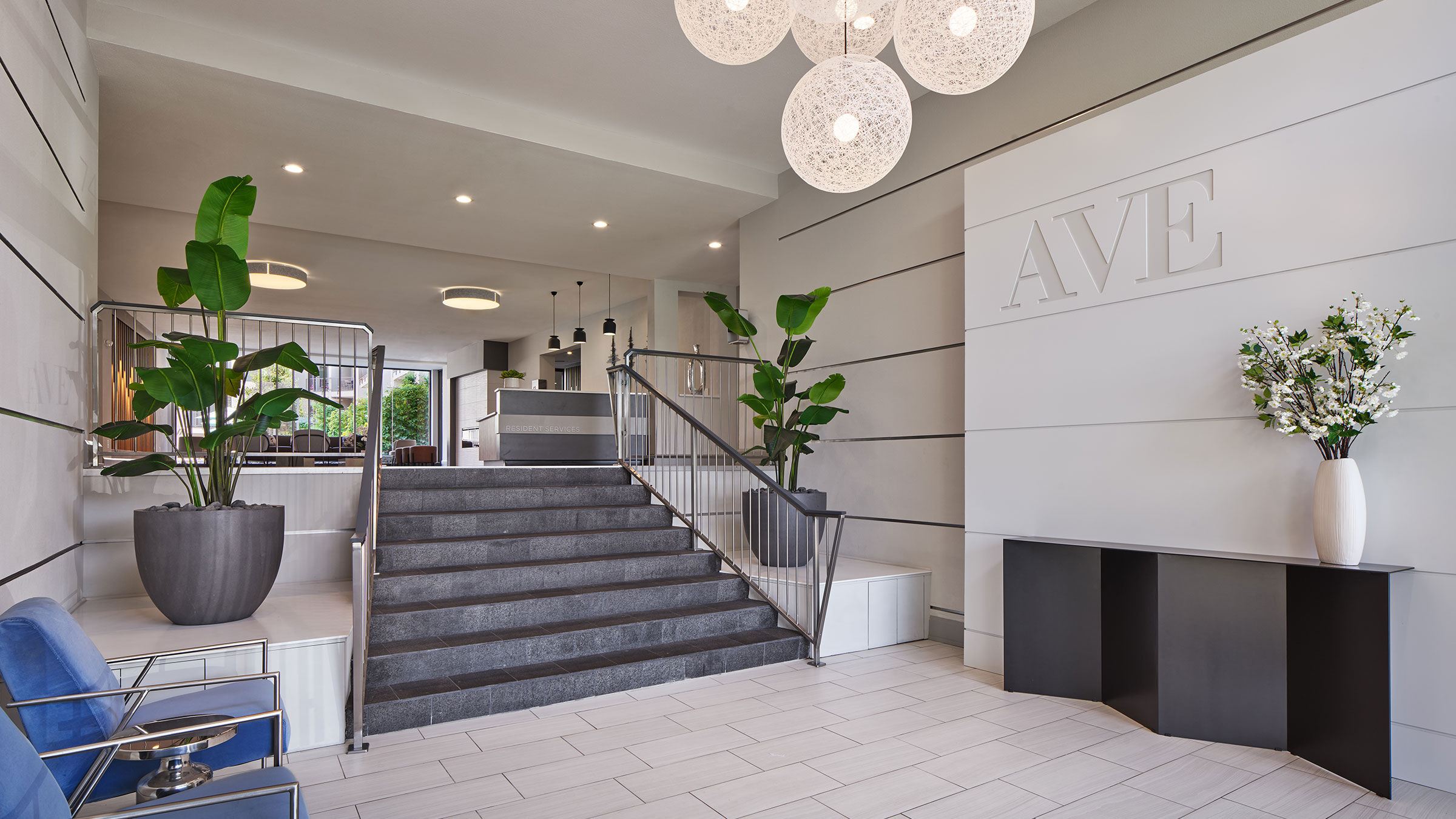 a staircase in a building