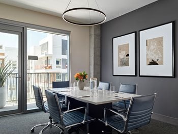 conference room with views into lobby 