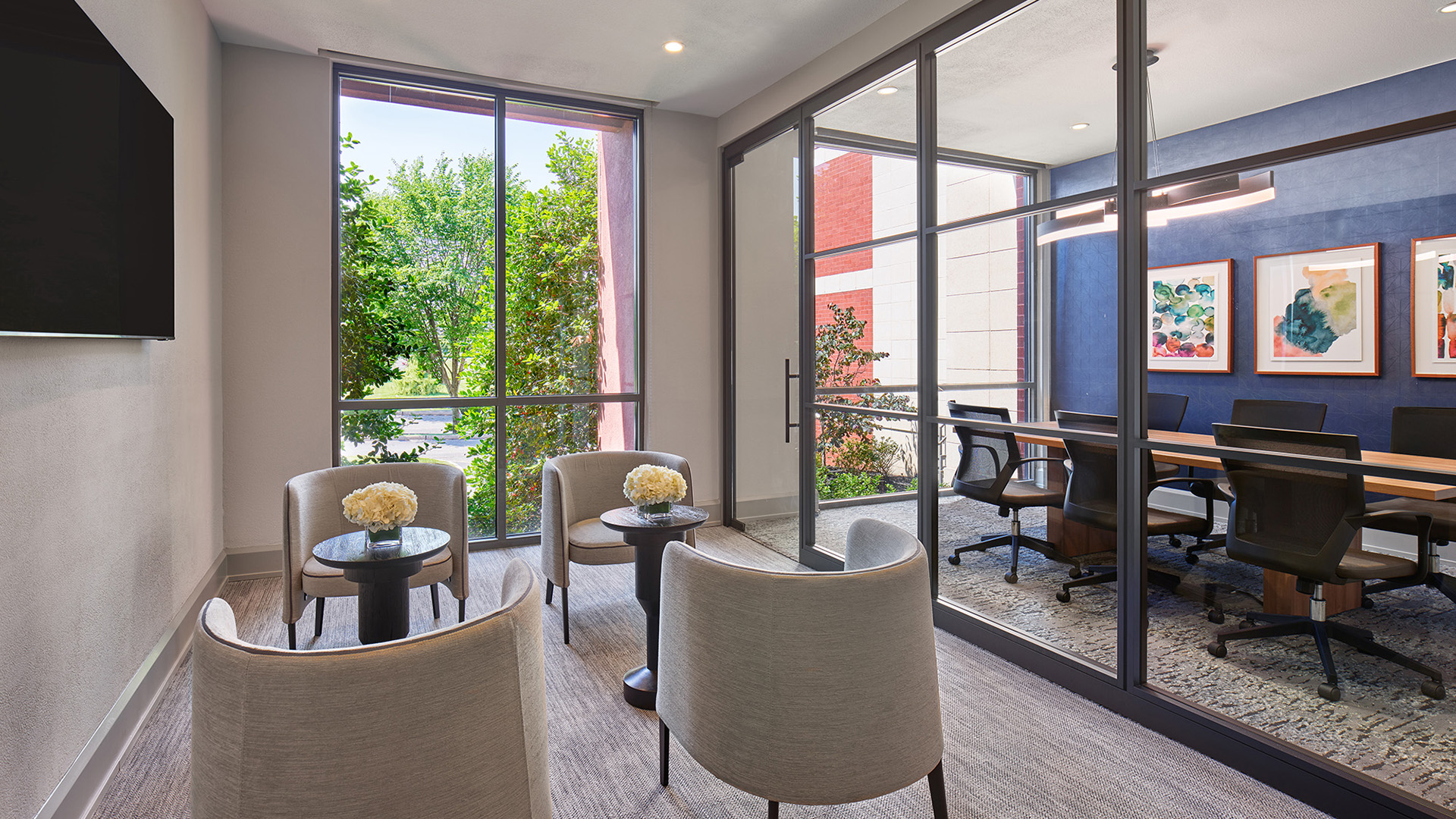 AVE Clifton private conference room with outside lounge seating