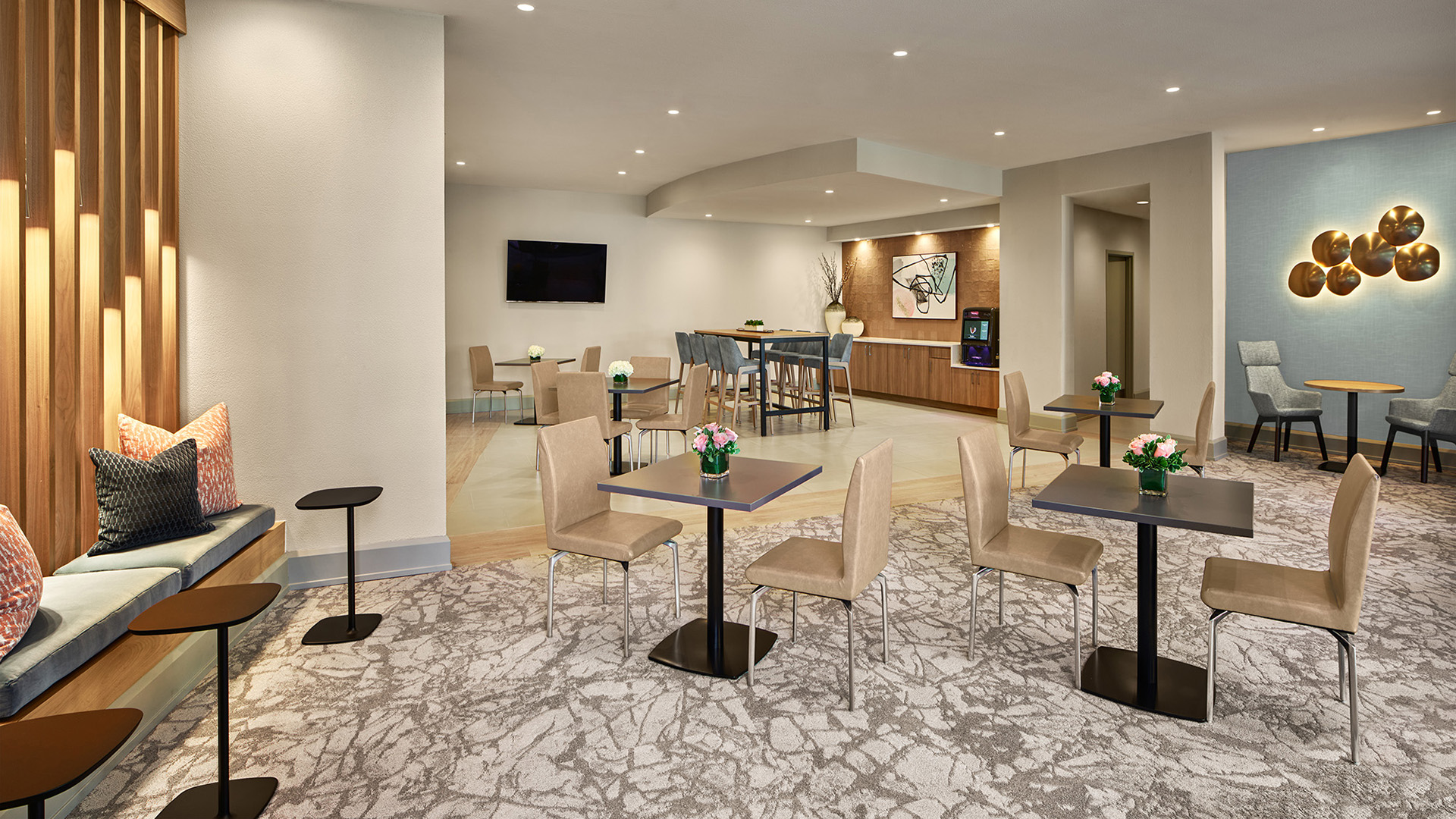 AVE Clifton cafe area with ample seating and coffee bar