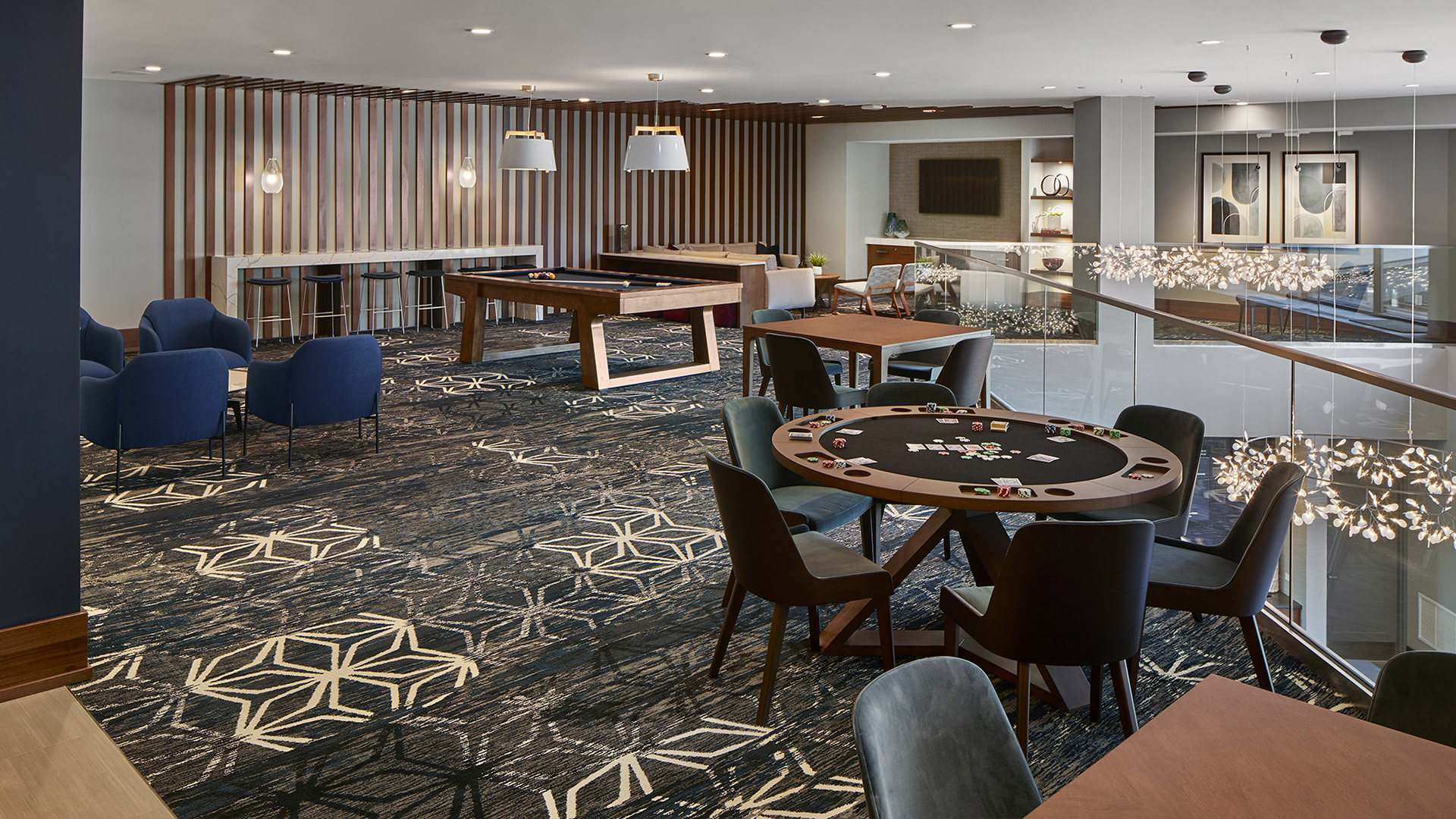 AVE Blue Bell club room with table games, and communal seating