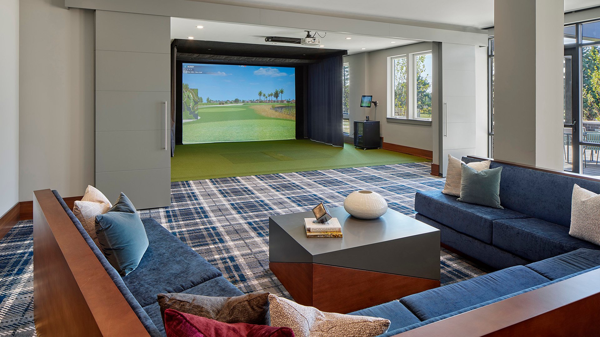 AVE Blue Bell lounge with golf simulator